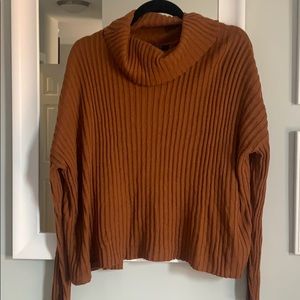 Ribbed Cowlneck Open Back Sweater